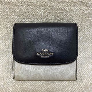 コーチ(COACH)のコーチ　COACH 折り財布　シグネチャー　チャコールグレー　オフホワイト(財布)