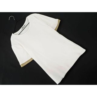 ザラ(ZARA)のZARA ザラ 素材 切替 カットソー sizeL/白 ■◆ レディース(カットソー(半袖/袖なし))