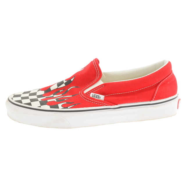 VANS(ヴァンズ)のVANS ヴァンズ Checker Flames SLIP-ON ファイヤーパターン チェッカーフラッグ スリッポン ローカットスニーカー US9/27cm レッド/ブラック/ホワイト メンズの靴/シューズ(スニーカー)の商品写真