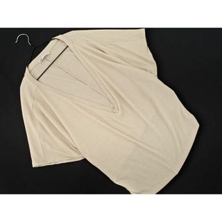 ザラ(ZARA)のZARA ザラ Vネック フレンチスリーブ カットソー sizeM/ベージュ ■◆ レディース(カットソー(長袖/七分))