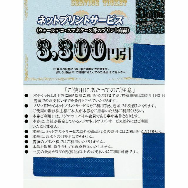 ノジマ 株主優待 10％割引 20枚