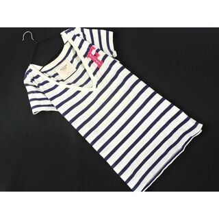 アバクロンビーアンドフィッチ(Abercrombie&Fitch)のアバクロンビー＆フィッチ Vネック ボーダー Tシャツ sizeL/白ｘ紺 ■◆ レディース(Tシャツ(半袖/袖なし))