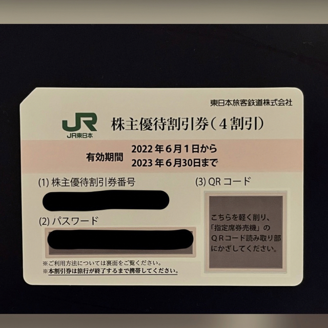 JR(ジェイアール)のJR東日本株主優待割引券(4割引) チケットの優待券/割引券(その他)の商品写真