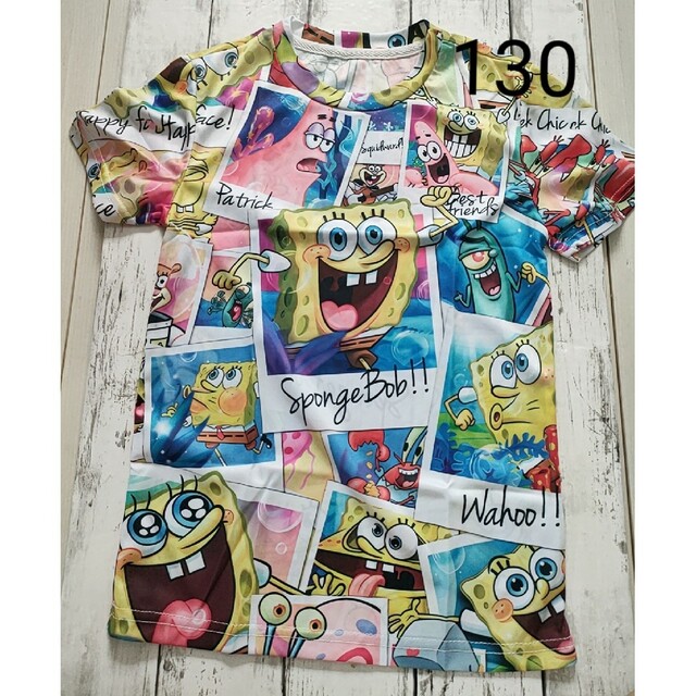 スポンジボブ　130 フルグラフィックtシャツ　海外製品 キッズ/ベビー/マタニティのキッズ服男の子用(90cm~)(Tシャツ/カットソー)の商品写真