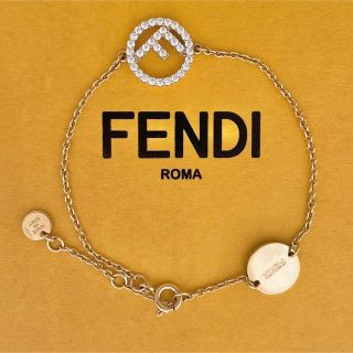 未使用品 FENDI フェンディ エフイズフェンディ Fロゴ  1A2320 ブレスレット GP/ラインストーン ピンクゴールド レディース