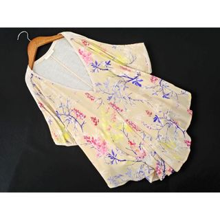 ザラ(ZARA)のZARA ザラ W&B COLLECTION 花柄 リブ 切替 ワイド幅 カットソー sizeM/ベージュ ■◆ レディース(カットソー(長袖/七分))