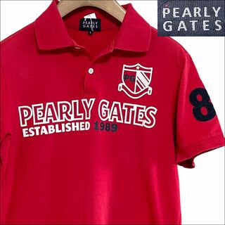 パーリーゲイツ(PEARLY GATES)のJ6206 美品 パーリーゲイツ ロゴポロシャツ レッド 5(L) (ウエア)