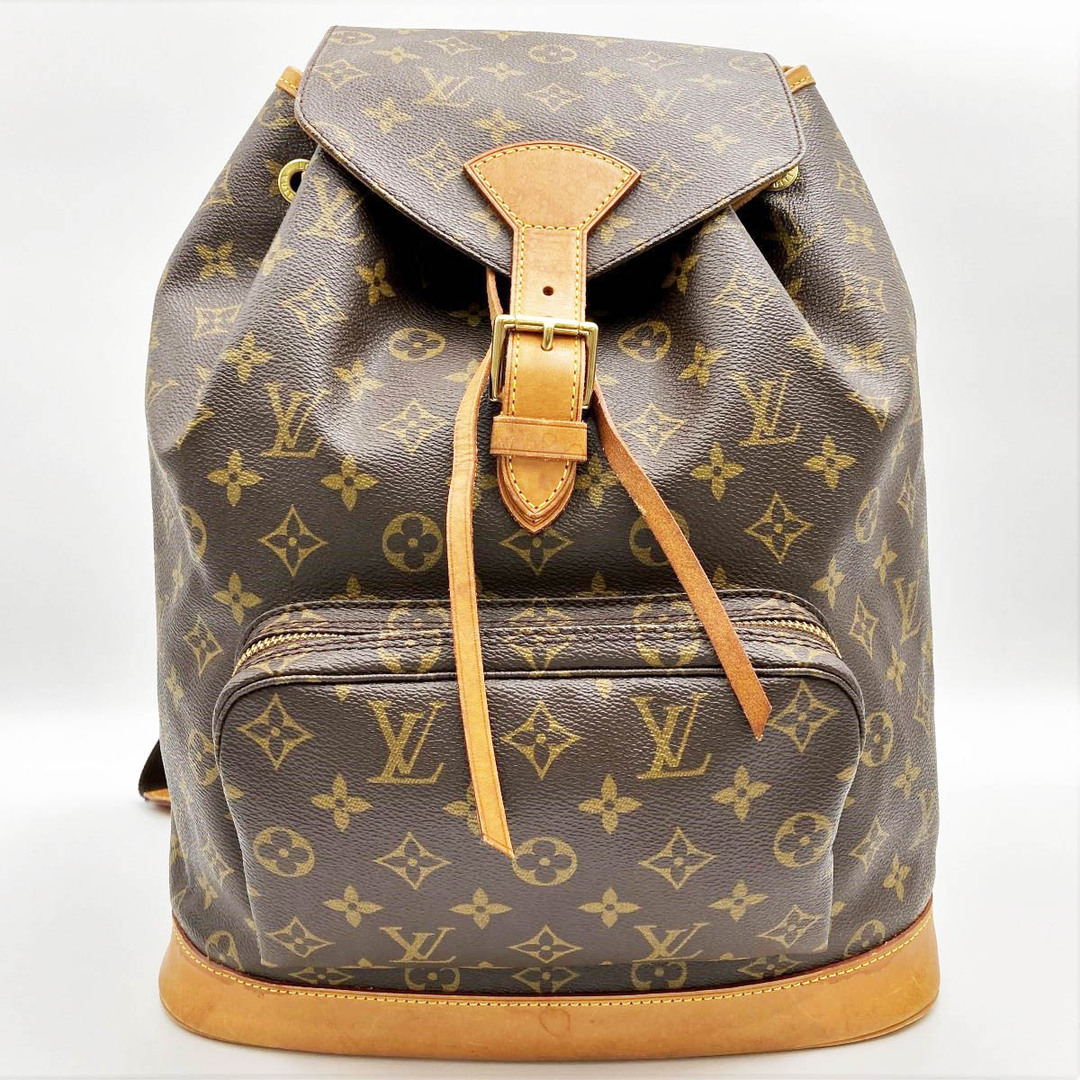 セール LOUIS VUITTON ルイ・ヴィトン モンスリGM モノグラム リュック デイパック ブラウン PVC レディース メンズ M51135 USED