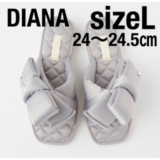 ダイアナ(DIANA)のDIANA❤️新品❤️ビックリボンサテンルームシューズ❤️グレー❤️L size(スリッパ/ルームシューズ)
