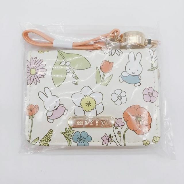 【新品】ミッフィ パスケース 定期入れ 花柄 オレンジ miffy ブルーナ レディースのファッション小物(名刺入れ/定期入れ)の商品写真