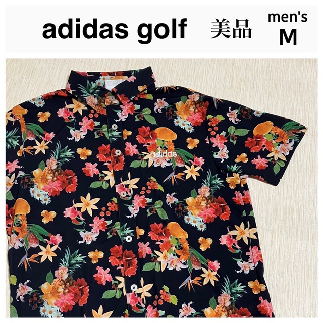 adidas(アディダス)の美品 adidas golf アディダスゴルフ 半袖シャツ ゴルフウェア 花柄 スポーツ/アウトドアのゴルフ(ウエア)の商品写真