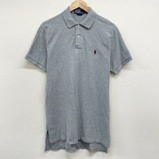 ラルフローレン(Ralph Lauren)のUS古着 ポロ ラルフローレン Polo by Ralph Lauren 鹿の子 ポロシャツ 半袖 ワンポイント ロゴ 刺繍 CUSTOM FIT サイズ：メンズ M グレー 【中古】(ポロシャツ)