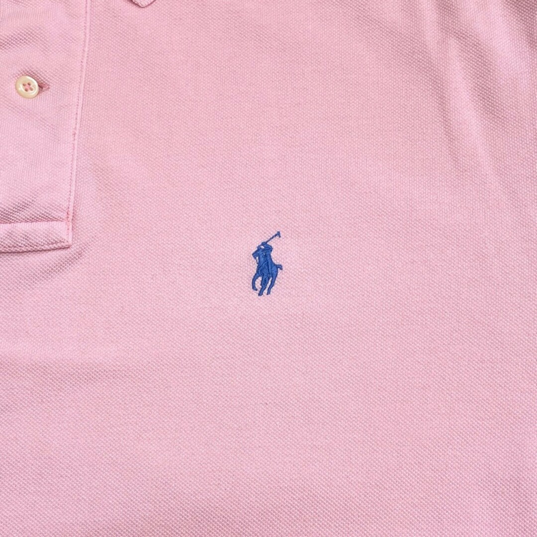 Ralph Lauren(ラルフローレン)のUS古着 ポロ ラルフローレン Polo by Ralph Lauren 鹿の子 ポロシャツ 半袖 ワンポイント ロゴ 刺繍 サイズ：メンズ XL ビッグサイズ ピンク 【中古】 メンズのトップス(ポロシャツ)の商品写真