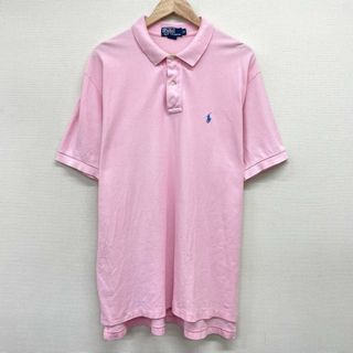 ラルフローレン(Ralph Lauren)のUS古着 ポロ ラルフローレン Polo by Ralph Lauren 鹿の子 ポロシャツ 半袖 ワンポイント ロゴ 刺繍 サイズ：メンズ XL ビッグサイズ ピンク 【中古】(ポロシャツ)