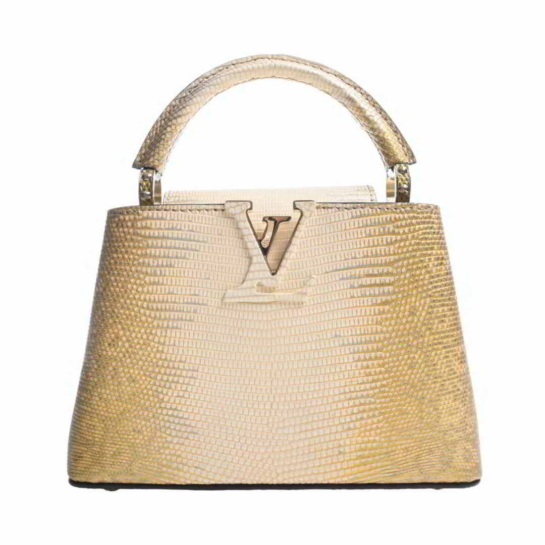 LOUIS VUITTON ルイヴィトン レザー リザード カプシーヌMINI 2WAY ハンドバッグ - ベージュ/ゴールド by