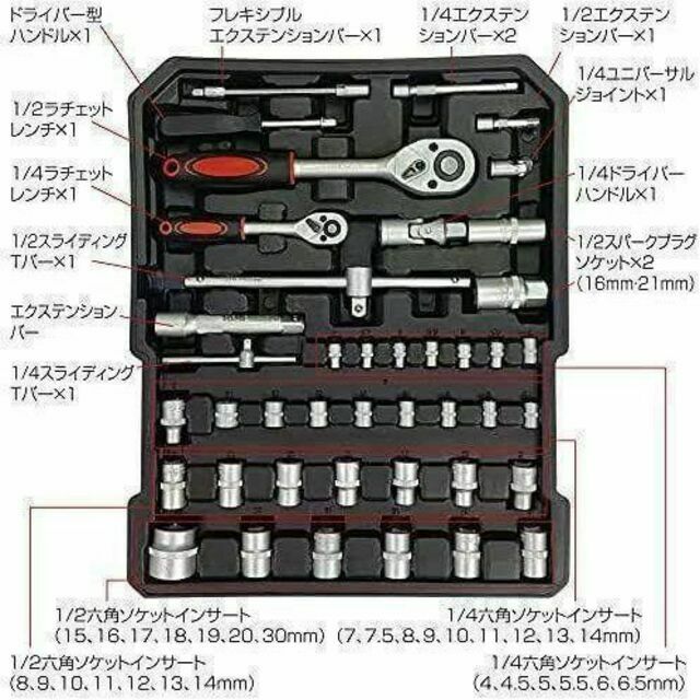 B889工具 セット 129点 ツールセット DIY 家庭用 車 メンテナンス