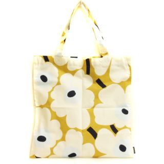 マリメッコ(marimekko)のマリメッコ 美品 ウニッコ トートバッグ 花柄 コットン イエロー系(トートバッグ)