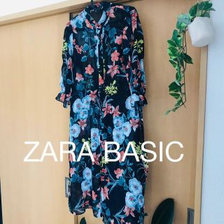 ザラ(ZARA)のZARA ザラ 花柄 サイドスリット ロング ワンピース シースルー モード(ロングワンピース/マキシワンピース)