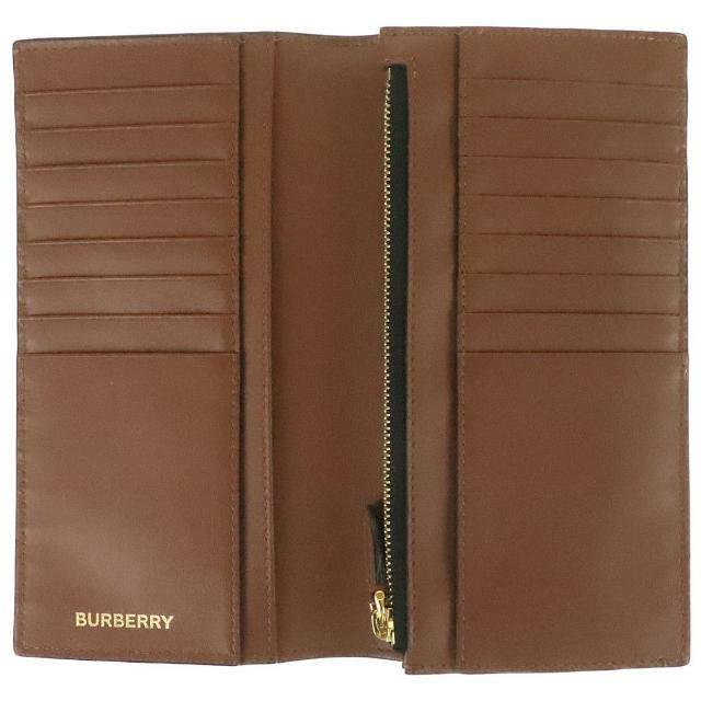 BURBERRY(バーバリー)のバーバリー 二つ折り長財布 8025767 中古 モノグラムプリント ブラウン系 コーティングレザー BURBERRY 【中古】 | ロングウォレット メンズ 茶 ビジネスシーン シンプル ランクSA メンズのファッション小物(長財布)の商品写真