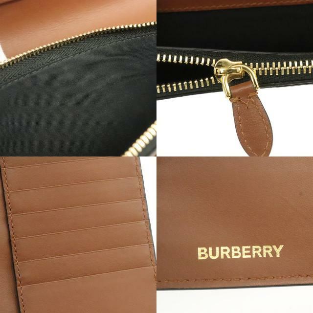 BURBERRY(バーバリー)のバーバリー 二つ折り長財布 8025767 中古 モノグラムプリント ブラウン系 コーティングレザー BURBERRY 【中古】 | ロングウォレット メンズ 茶 ビジネスシーン シンプル ランクSA メンズのファッション小物(長財布)の商品写真