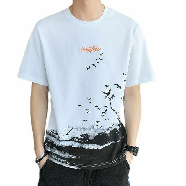2XL メンズ 半袖 tシャツ カジュアル 春 夏 シンプル おしゃれ ホワイト メンズのトップス(Tシャツ/カットソー(半袖/袖なし))の商品写真