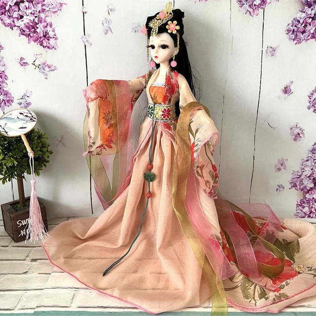 1/6ドール フルセット 可動ボディ 本体 衣装 古代中国衣装 コーラルピンク