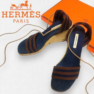 エルメス(Hermes)の【正規品】 HERMES エルメス スエード紐 ウェッジソール サンダル 37(サンダル)