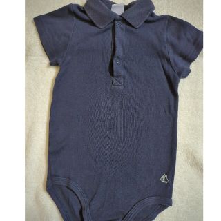 プチバトー(PETIT BATEAU)のプチバトーPETIT BATEAU紺色半袖ロンパース(ロンパース)