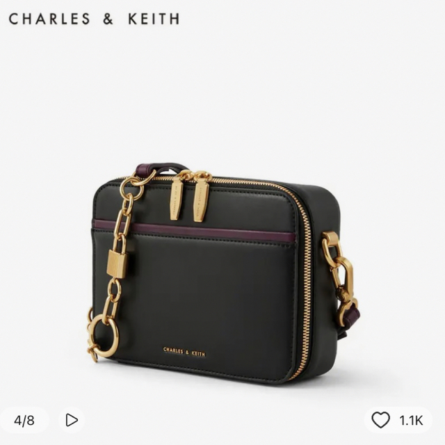 CHARLES &KEITH ロック&キーチェーン ハンドルバッグ（Black） | フリマアプリ ラクマ