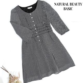 ナチュラルビューティーベーシック(NATURAL BEAUTY BASIC)のナチュラルビューティーベーシック ワンピース ひざ丈 水玉 Mサイズ 春服 夏服(ひざ丈ワンピース)