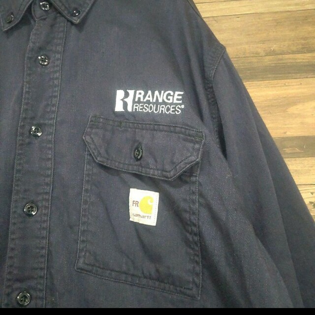 【レアな企業物】Carhartt カーハート 企業ロゴ 刺繍 パッチワークシャツ