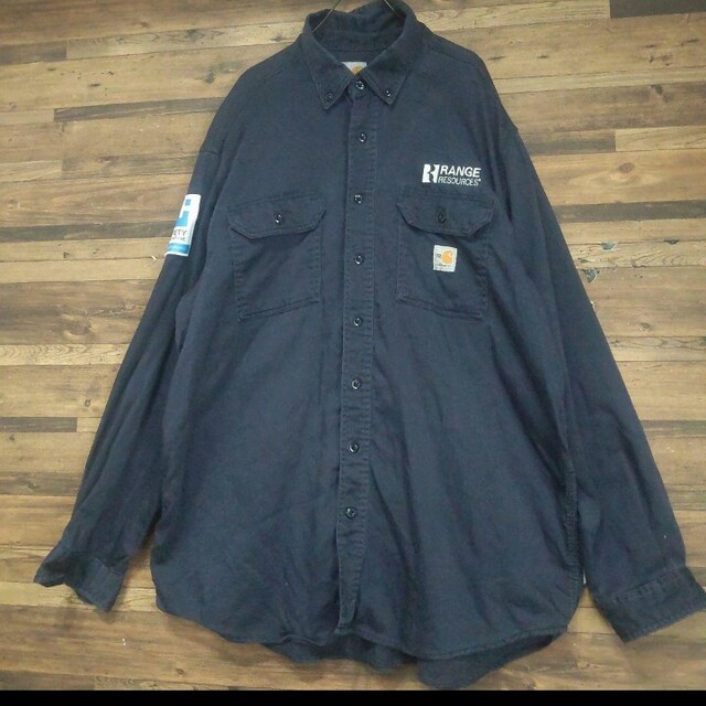 【レアな企業物】Carhartt カーハート 企業ロゴ 刺繍 パッチワークシャツ