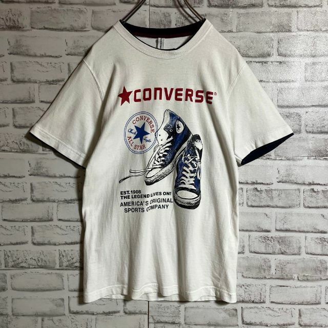 CONVERSE(コンバース)の【希少レア】コンバース⭐︎スニーカープリントTシャツ　おしゃれ　ヴィンテージ メンズのトップス(Tシャツ/カットソー(半袖/袖なし))の商品写真