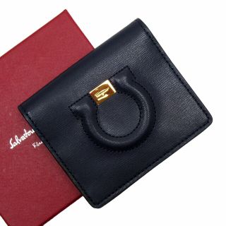 サルヴァトーレフェラガモ(Salvatore Ferragamo)のサルヴァトーレフェラガモ Salvatore Ferragamo カードケース ガンチーニ レザー ネイビー ユニセックス 送料無料【中古】 g3708a(パスケース/IDカードホルダー)