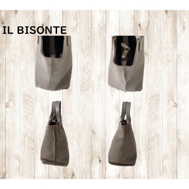 IL BISONTE(イルビゾンテ)の【美品】IL BISONTE   イルビゾンテ　レザーハンドバッグ　グレー レディースのバッグ(ハンドバッグ)の商品写真