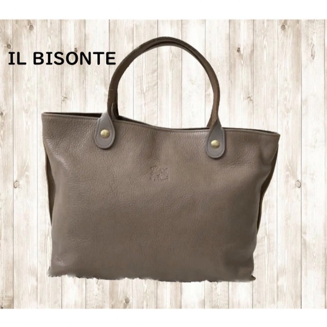 20cmヨコ【美品】IL BISONTE   イルビゾンテ　レザーハンドバッグ　グレー