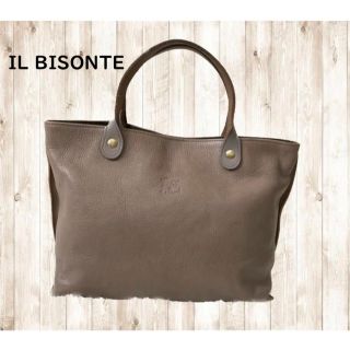 イルビゾンテ(IL BISONTE)の【美品】IL BISONTE   イルビゾンテ　レザーハンドバッグ　グレー(ハンドバッグ)