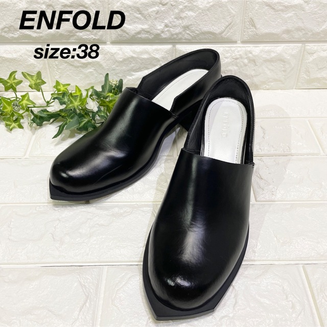 ENFOLD エンフォルド デザインレザーパンプス ブラック38 - ハイヒール