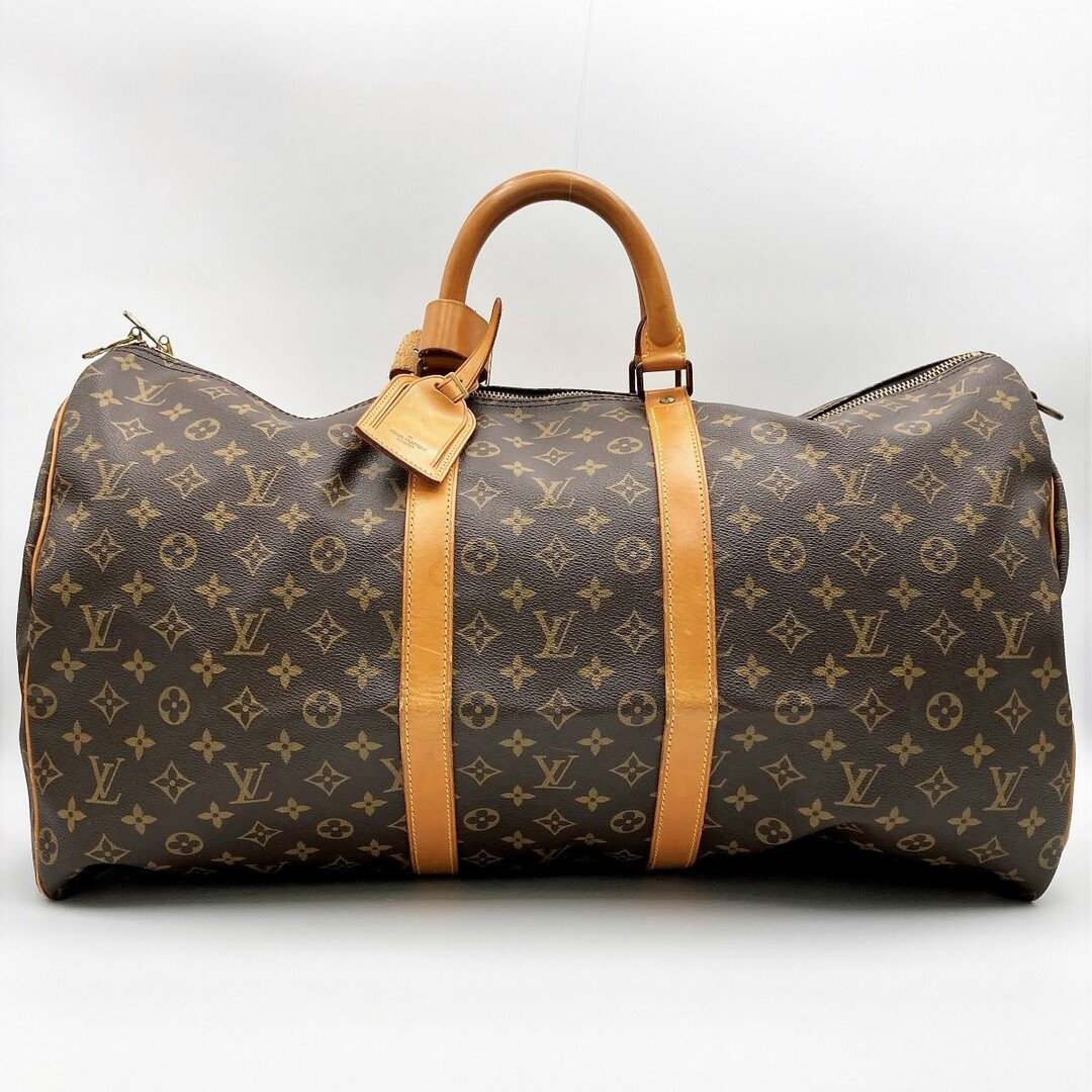 セール LOUIS VUITTON ルイ・ヴィトン キーポル・バンドリエール55 モノグラム ボストンバッグ 旅行鞄 ブラウン PVC レディース メンズ M41414 USEDスレ変色コーナー