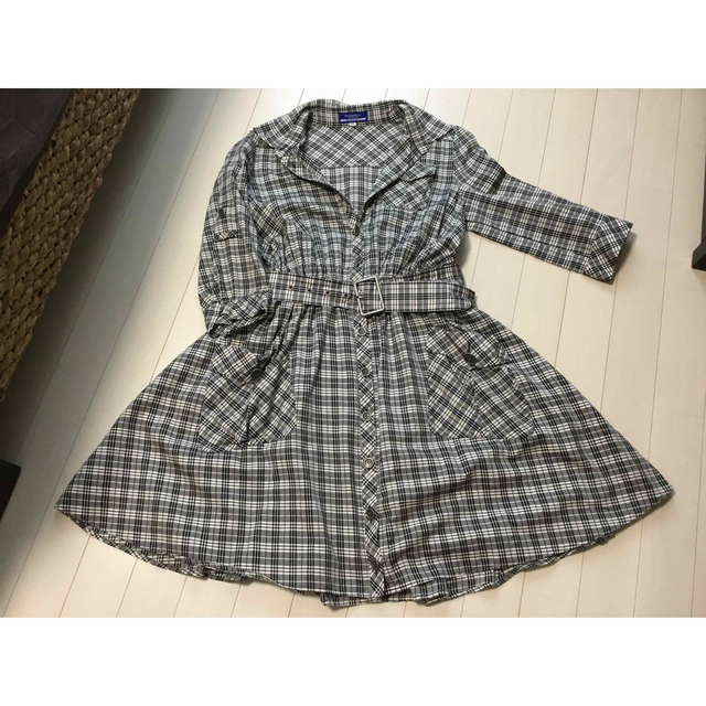 BURBERRY BLUE LABEL(バーバリーブルーレーベル)のバーバリーブルーレーベル☆シャツAラインワンピース36美品クリーニング済み レディースのワンピース(ひざ丈ワンピース)の商品写真