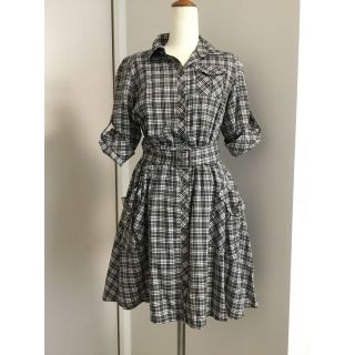 バーバリーブルーレーベル(BURBERRY BLUE LABEL)のバーバリーブルーレーベル☆シャツAラインワンピース36美品クリーニング済み(ひざ丈ワンピース)