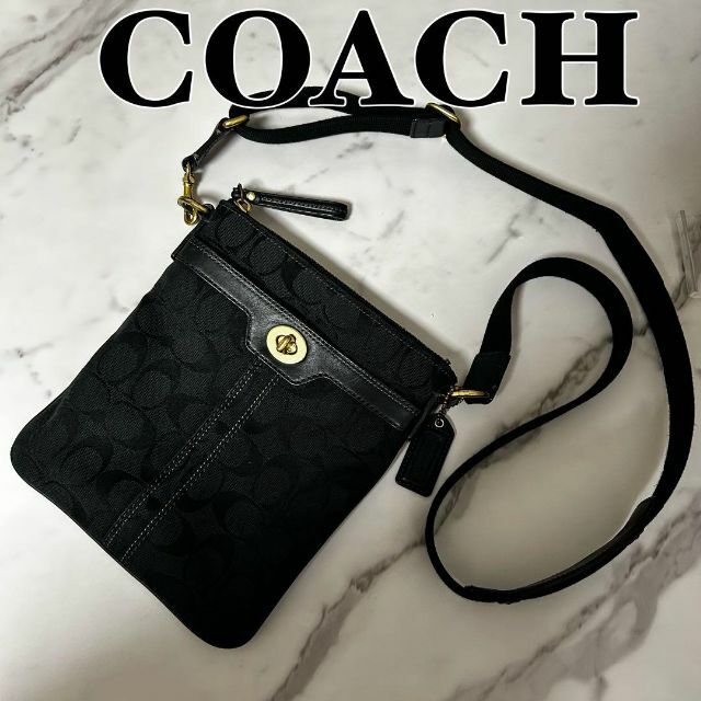 コーチCOACH コーチ ブラック シグネチャー 斜めがけショルダー