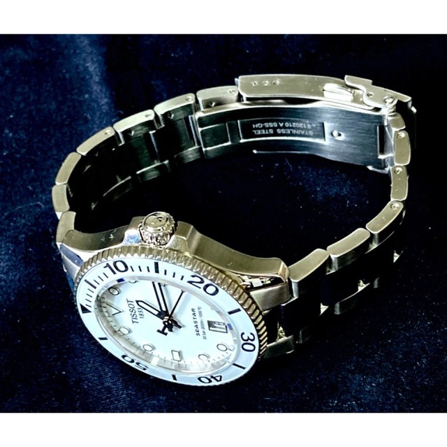 【美品】TISSOT ティソ 白　シースター 1000 36MM ラバーベルト付