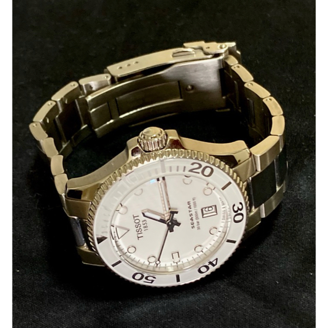 【美品】TISSOT ティソ 白　シースター 1000 36MM ラバーベルト付