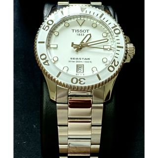 【美品】TISSOT ティソ 白　シースター 1000 36MM ラバーベルト付