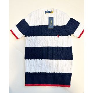 ポロラルフローレン(POLO RALPH LAUREN)の【美品】ポロラルフローレン セーター 半袖 ネイビー(Tシャツ(半袖/袖なし))