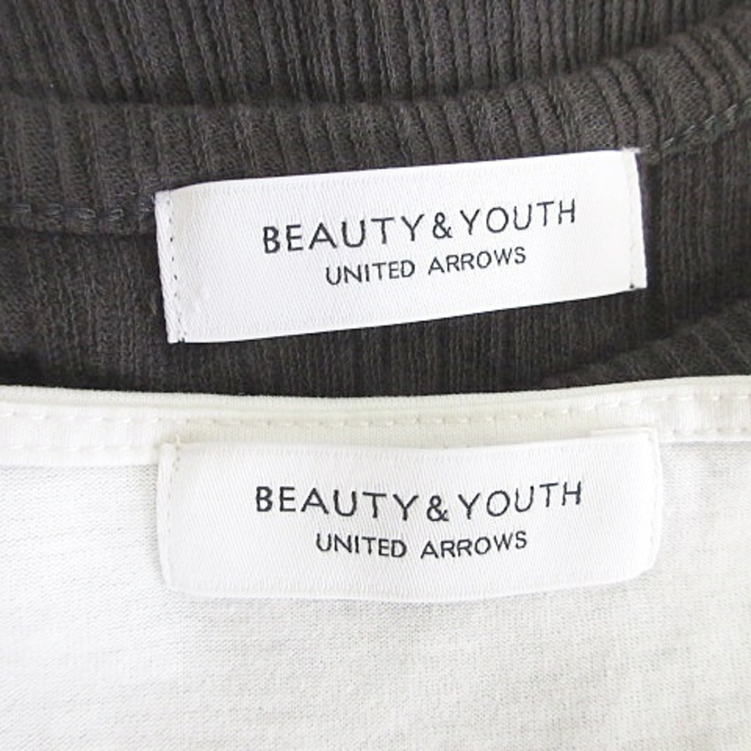 BEAUTY&YOUTH UNITED ARROWS(ビューティアンドユースユナイテッドアローズ)のB&Y ビューティー&ユース カットソー 2枚セット グレー オフホワイト  レディースのトップス(カットソー(半袖/袖なし))の商品写真