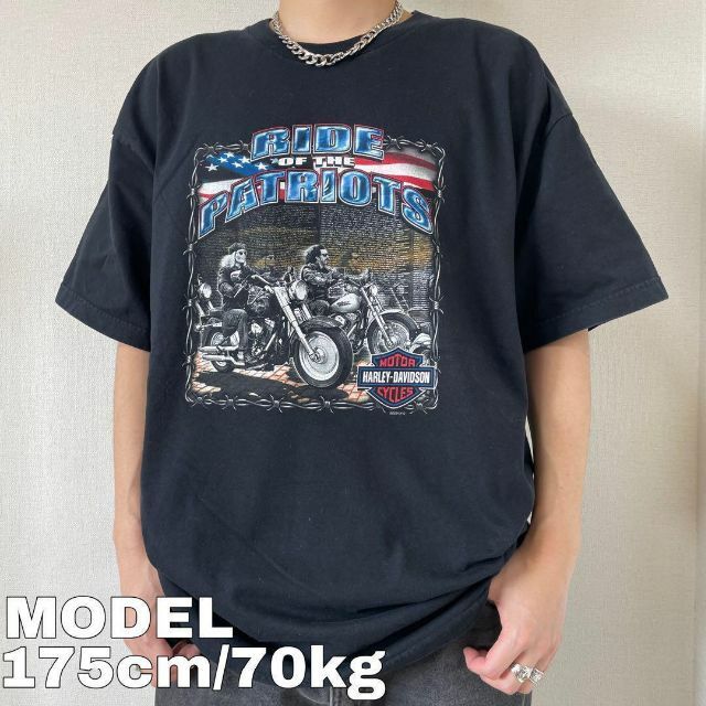 【希少】  ハーレーダビッドソン 両面プリント tシャツ 黒 2XL