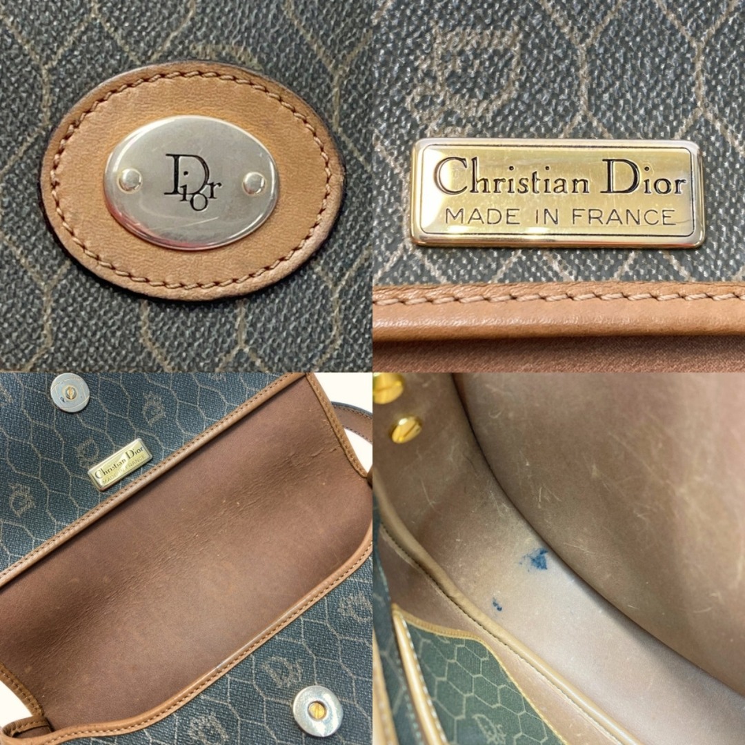 ☆☆Christian Dior クリスチャンディオール ハニカム柄 ブラウン ショルダーバッグ ポシェット PVC×レザー 5