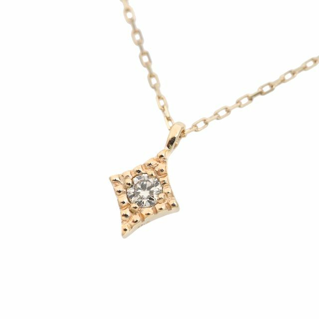 ひし形デザインにキラリと輝くダイヤモンド0.02ct ネックレス K10YG 